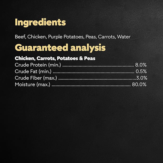 Cesar Simply Crafted Beef, Chicken, Purple Potatoes, Peas & Carrots Wet Dog Food Complement, 8.82 oz. Pouch (6 Count, Pack of 2)