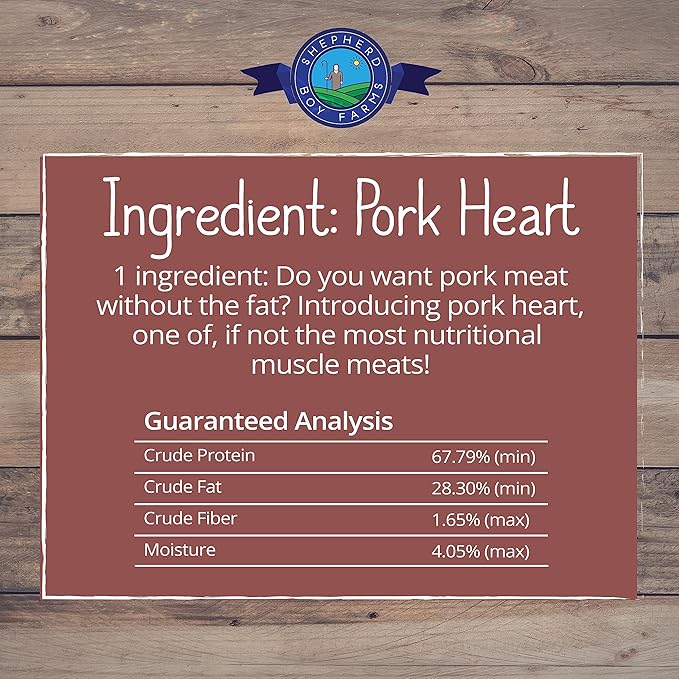 Freeze Dried Dog and Cat Treats, Pork Heart, All Natural Single Ingredient Freeze-Dried Dog Treat & Snacks, Made in USA, High Protein, Essential Nutrition of Raw Food, 3oz
