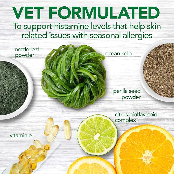 Vet's Best Seasonal Allergy Soft Chew Dog Supplements, Soothes Dogs Skin Irritation Due to Seasonal Allergies, 30 Day Supply