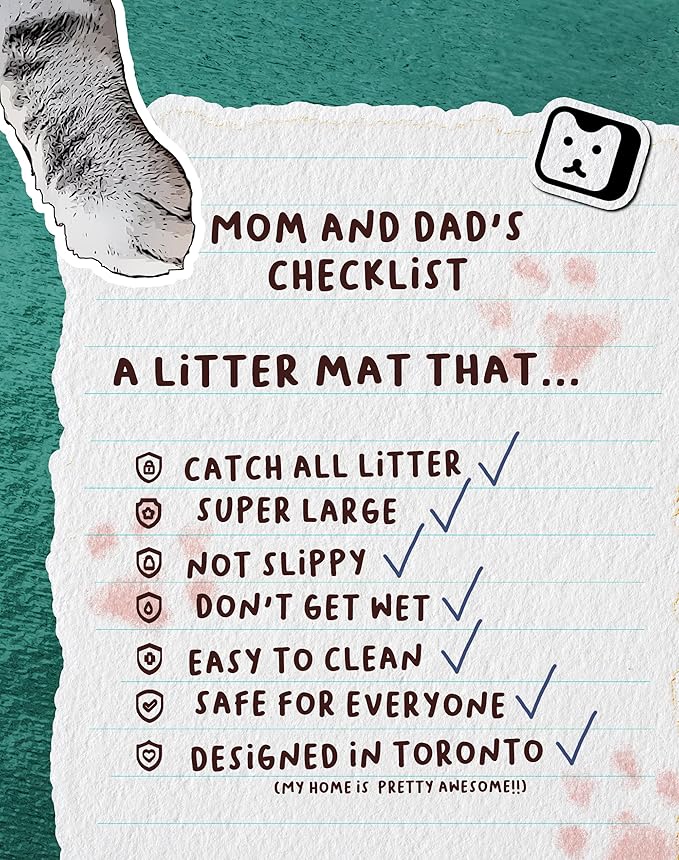 Lukamoo® Cute Cat Litter Mat (30’’x20’’), Extra-Large/XL, for Kitty Litter & Cute Cat Litter Box, Litter Trapping Mat (Long Hair White)