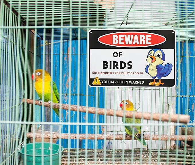 Venicor Bird Sign Decor - 8 x 12 Inches - Aluminum - Bird Gifts for Bird Lovers Women Owners - Bird Decorations for the Home Accessories Wall Art Stuff