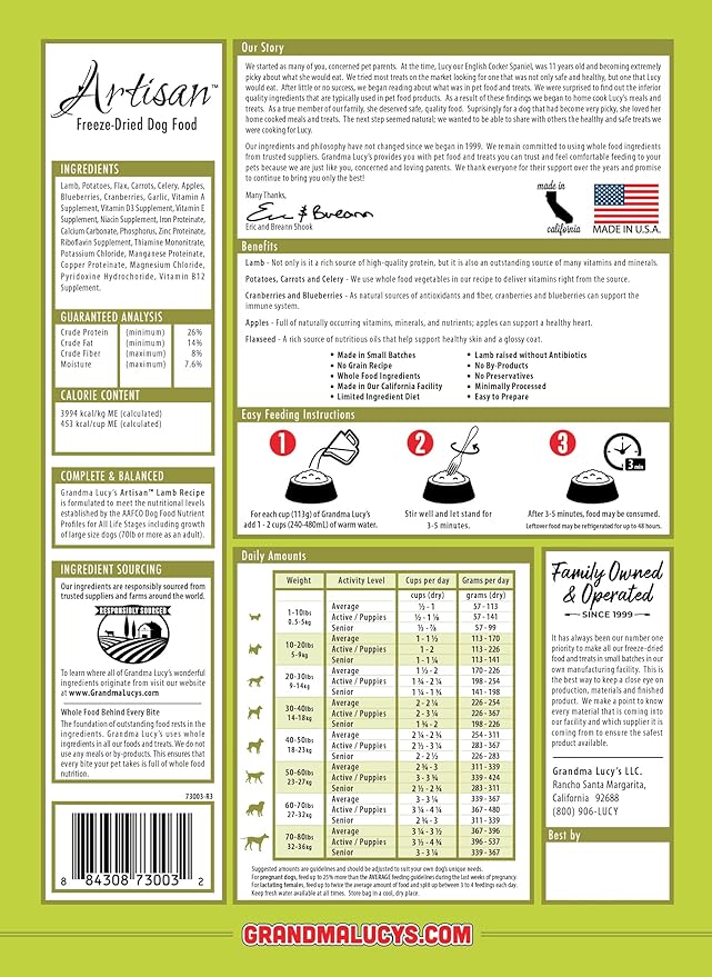 Grandma Lucy's - Artisan Lamb Dog Food – 3Lb