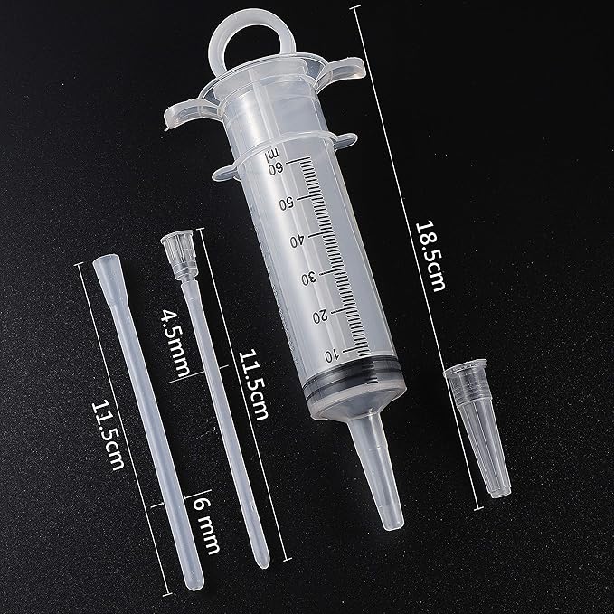 60ML Baby Bird Parrot Feeding Tubes, Liquid Medicine Feeder Push-Tube Pet Cat Dog Feeder with 2 Pcs Stainless Steel Metal Feeding Spoon