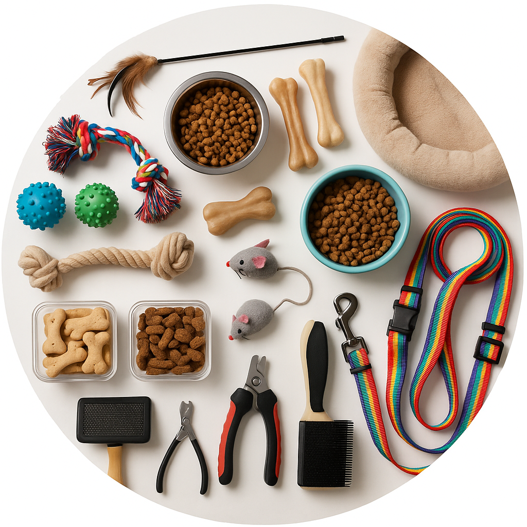 circle photo of pet supplies and make it a real photo